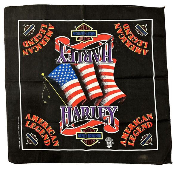 Unused Vintage Harley Davidson Bandana American Legend Flag Outlaw Biker Bandana - Picture 1 of 5